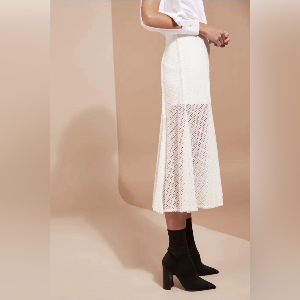 NWT C/MEO Collective White Lace A-Line Skirt - Picture 4 of 5